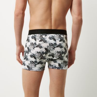 White floral print hipster boxers pack